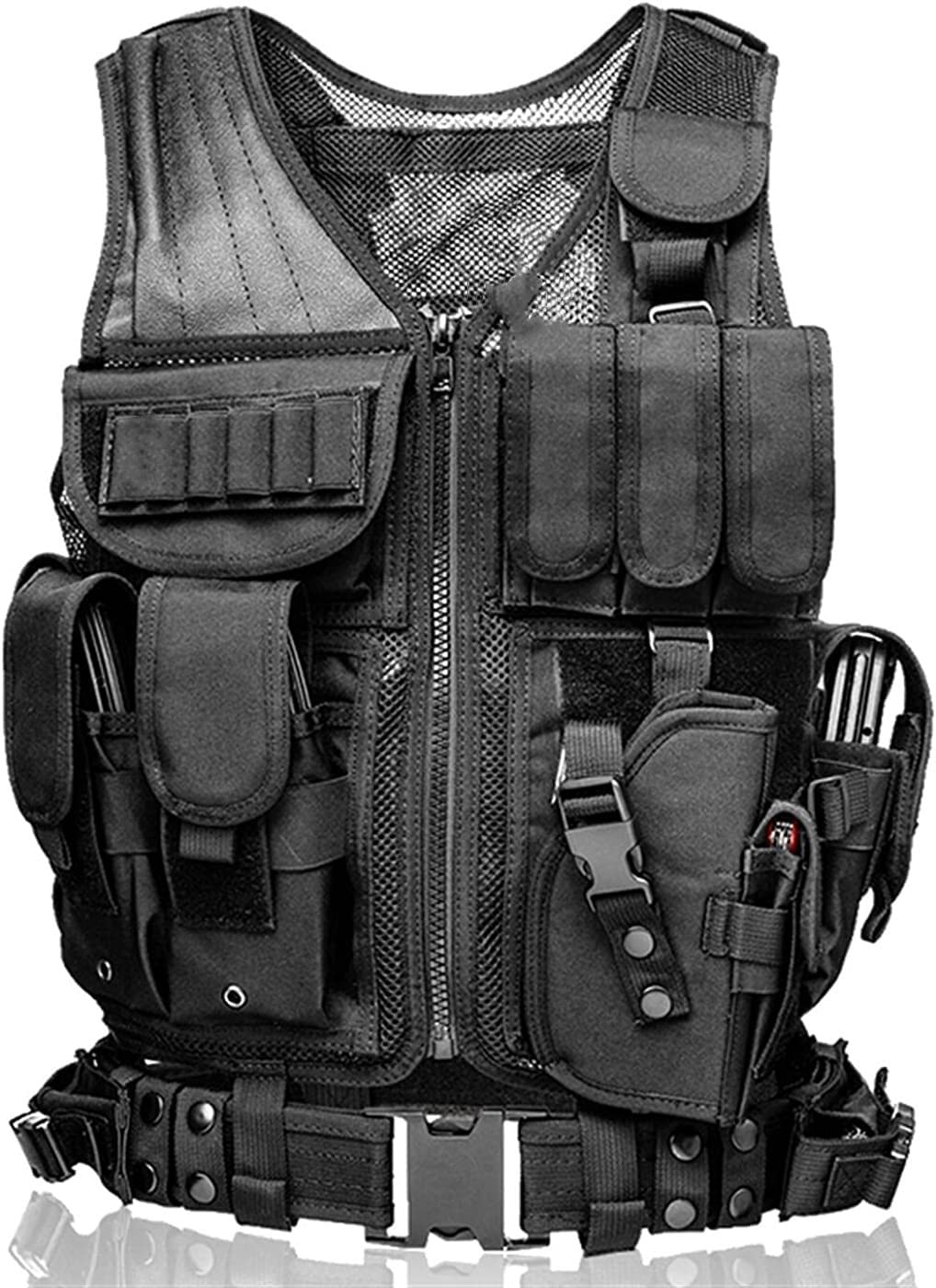 Тактический жилет для выживания, военный многокамерный тактический жилет для хранения [kuroobaa] (черный)